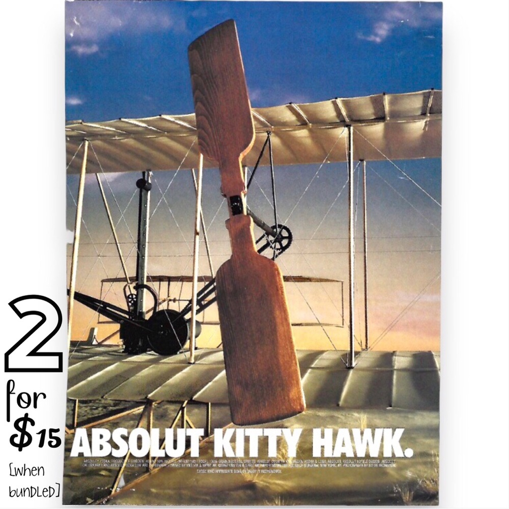 🟢[Absolut Vodka] ABSOLUT KITTY HAWK Original 1997 Vintage Magazine Ad